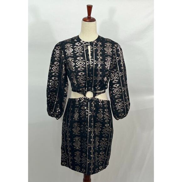 LACE THE LABEL Sz M Medium Black Rose Gold Geo Cutout Mini Dress NWT - Picture 2 of 12